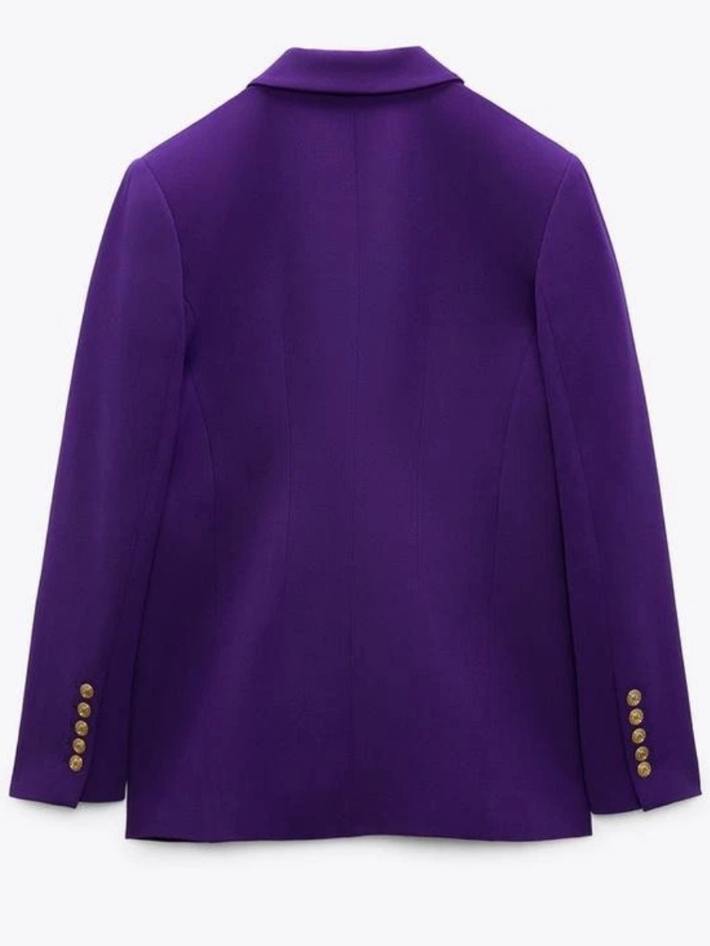 ZARA Purple Double-Breasted Blazer Gold Buttons Sz XS - Picture 7 of 14